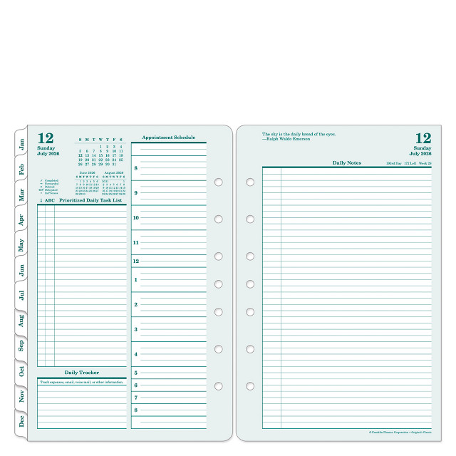 Franklin Covey paper planner refill pages